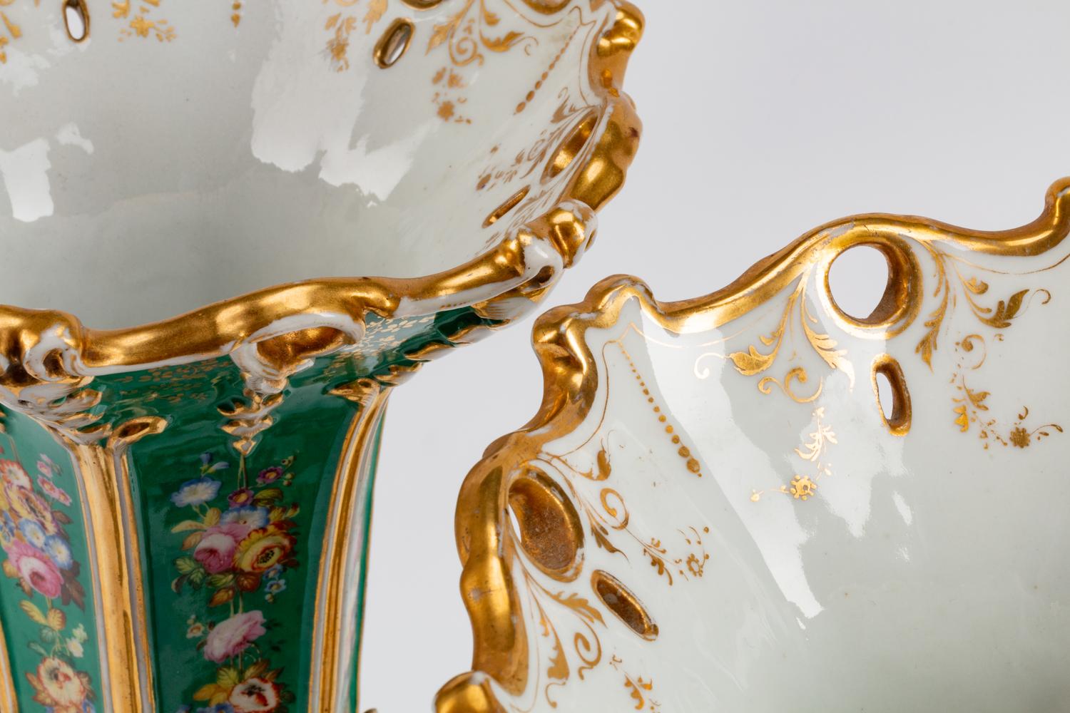 A Pair of Paris Porcelain Two-Handled Vases on Stands — 19TH CENTURY