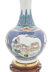 A Chinese 'Famille Verte' Porcelain Vase Mounted as a Lamp