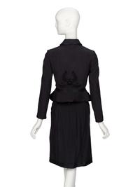 ROCHAS, BLACK CLOQUÉ SKIRT SUIT