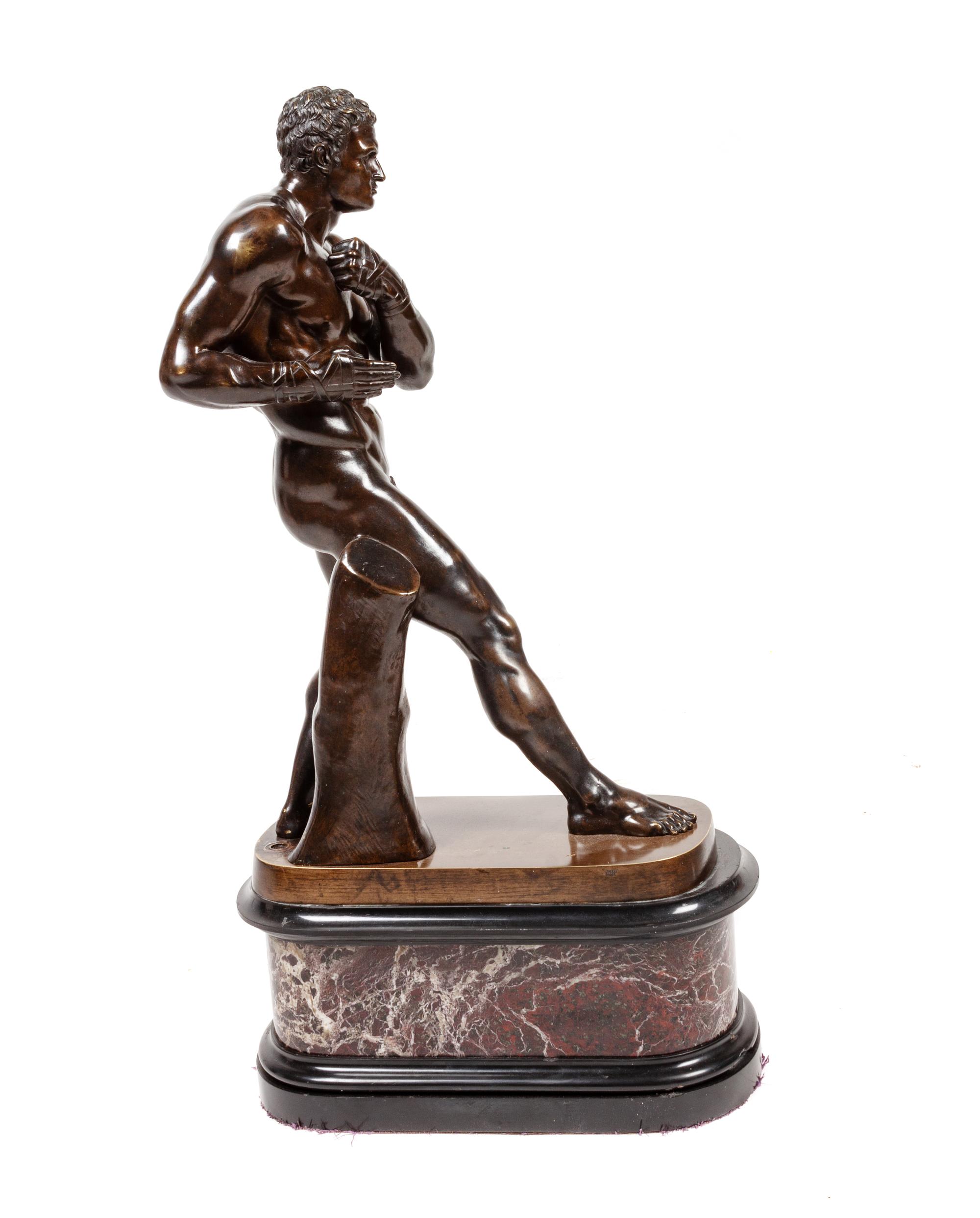 A Grand Tour Bronze Figure of a Gladiator on a Marble Base