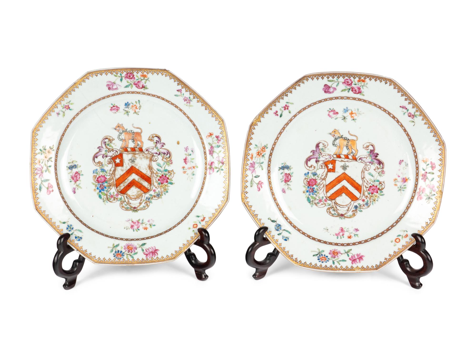 A Pair of Chinese Export Armorial Porcelain Plates