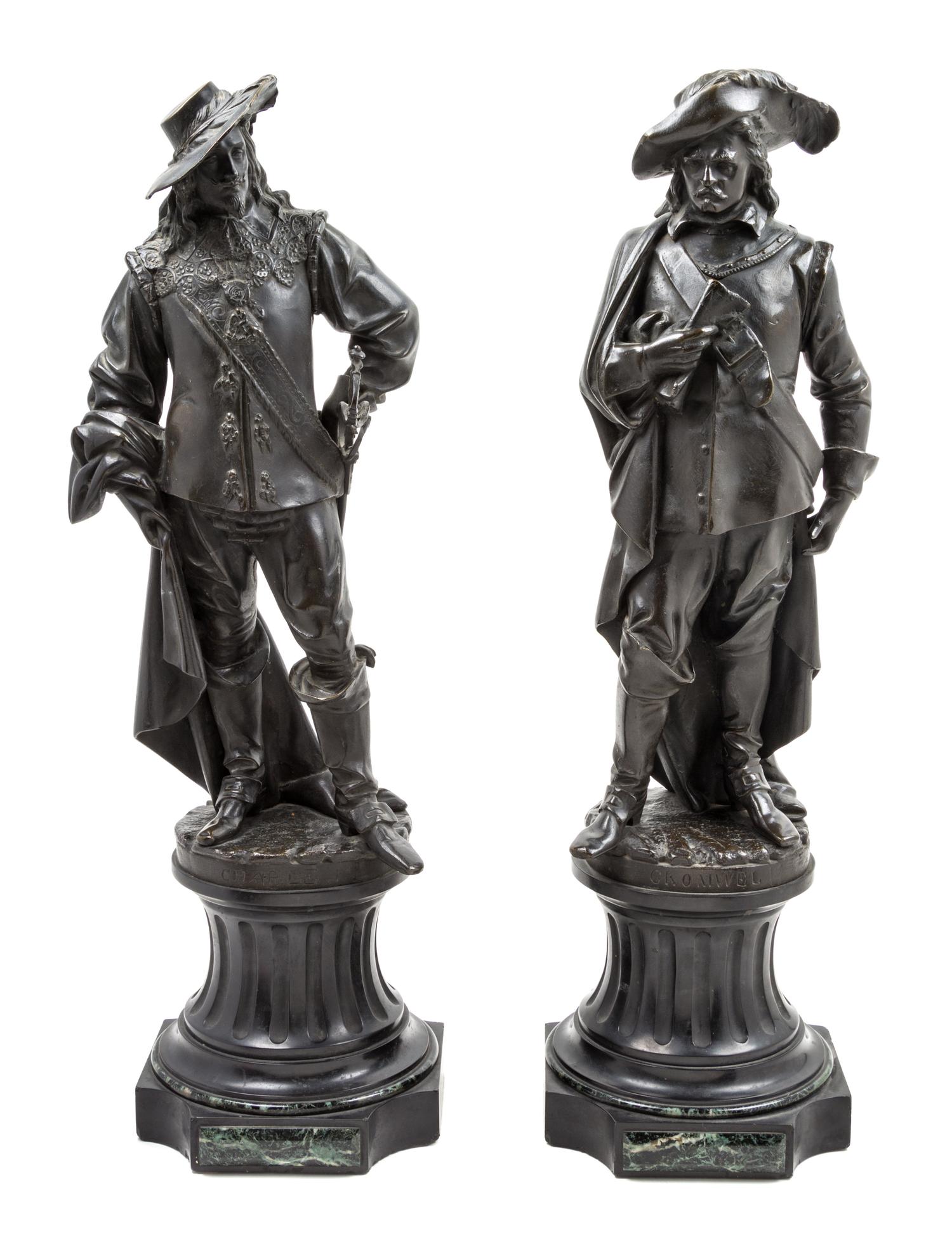 A Pair of French Bronze Figures Height of tallest 28 1/2 inches. — AFTER ALBERT CARRIER-BELLEUSE (1824-1887)