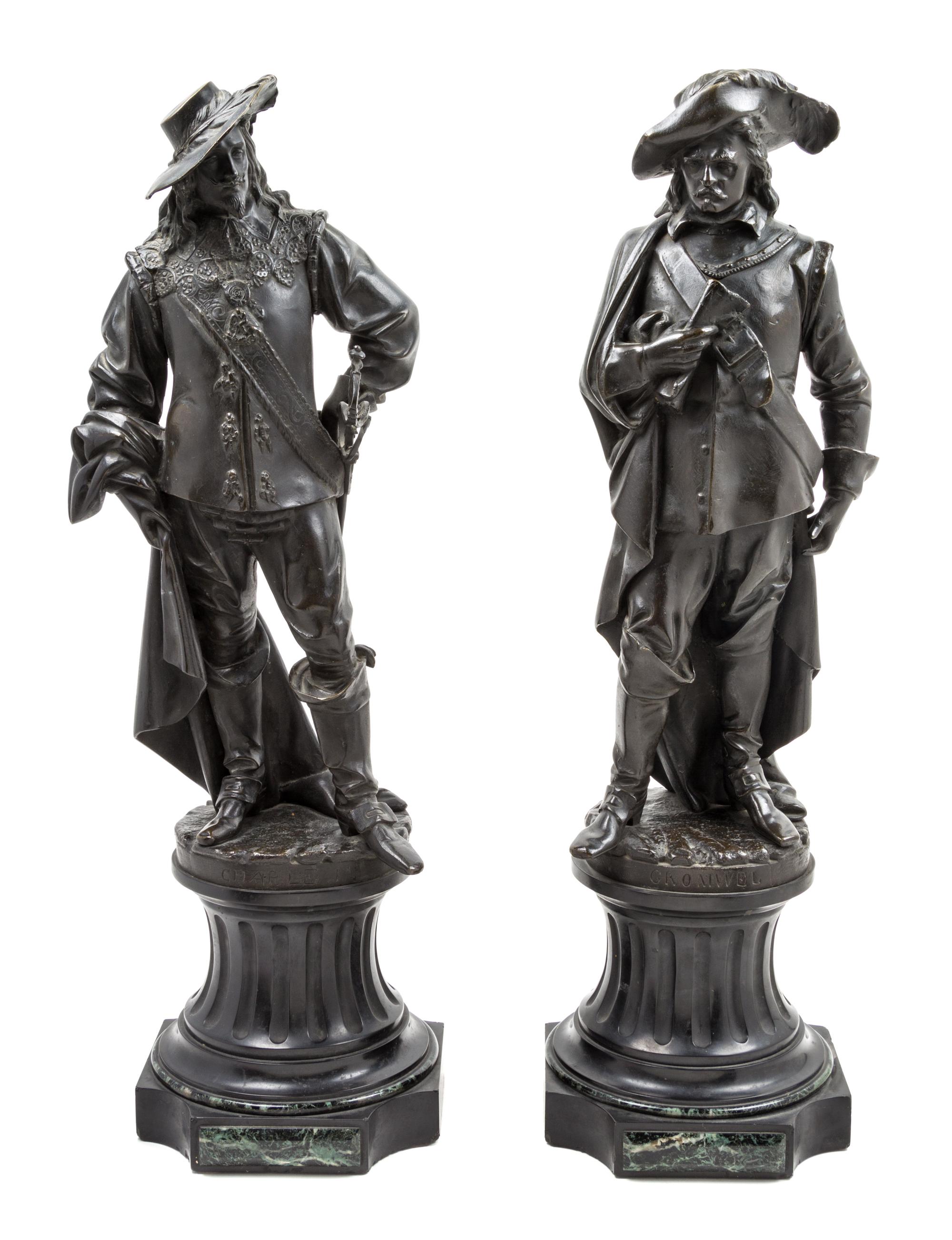 A Pair of French Bronze Figures Height of tallest 28 1/2 inches. — AFTER ALBERT CARRIER-BELLEUSE (1824-1887)