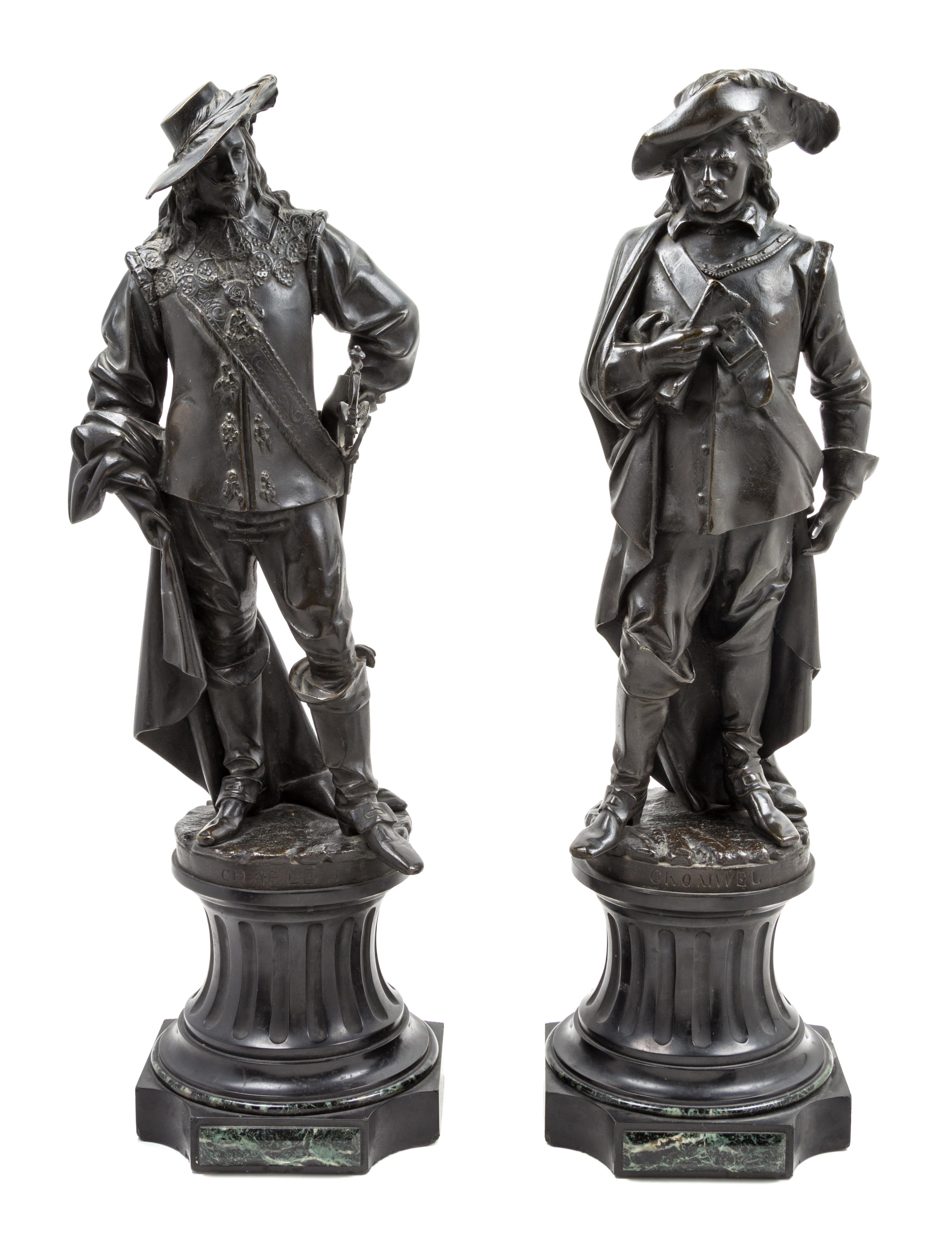 A Pair of French Bronze Figures Height of tallest 28 1/2 inches. — AFTER ALBERT CARRIER-BELLEUSE (1824-1887)