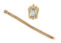 A Collection of Yellow Gold and Turquoise Jewelry, 19.30 dwts.