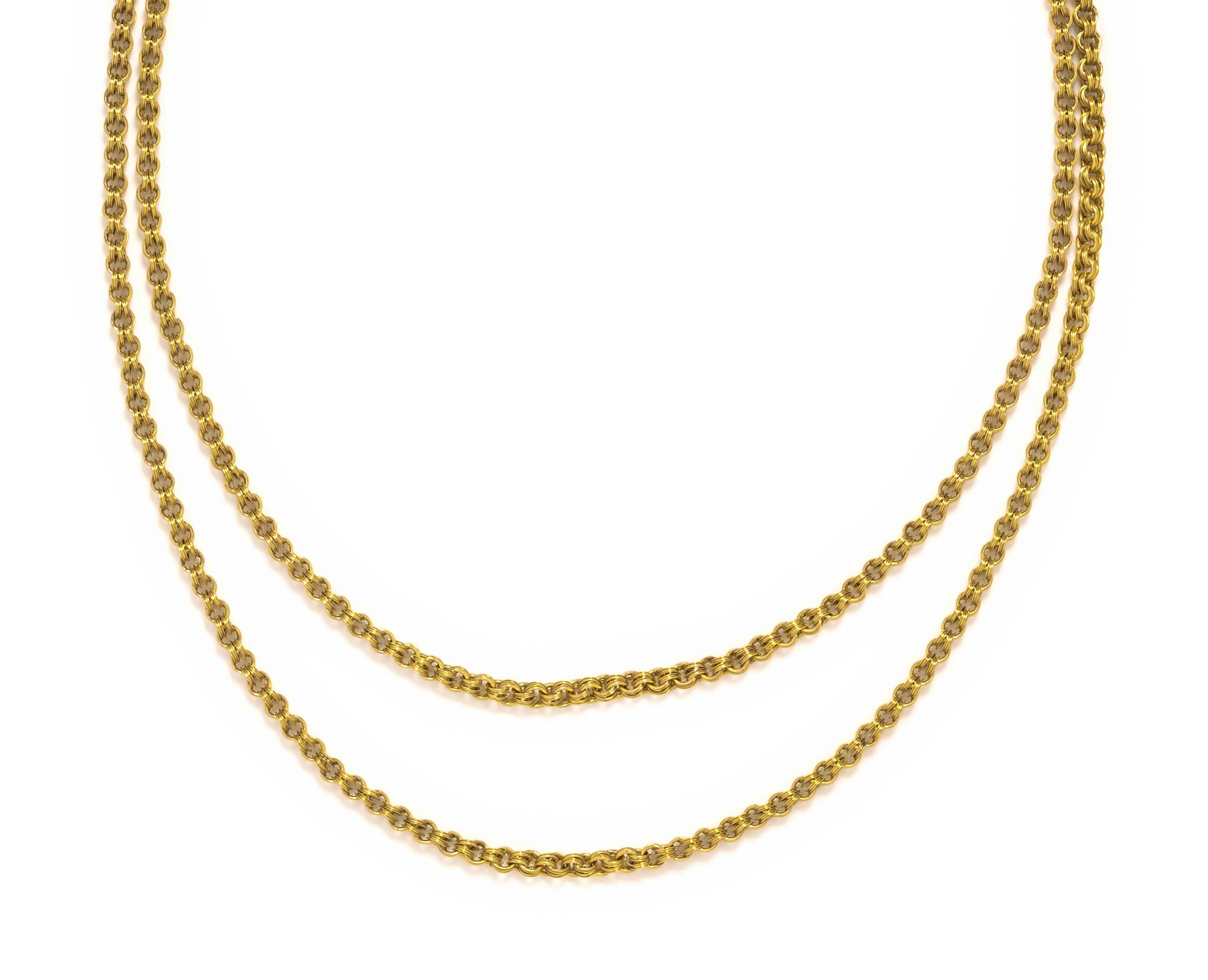 ANTIQUE, YELLOW GOLD LONGCHAIN NECKLACE