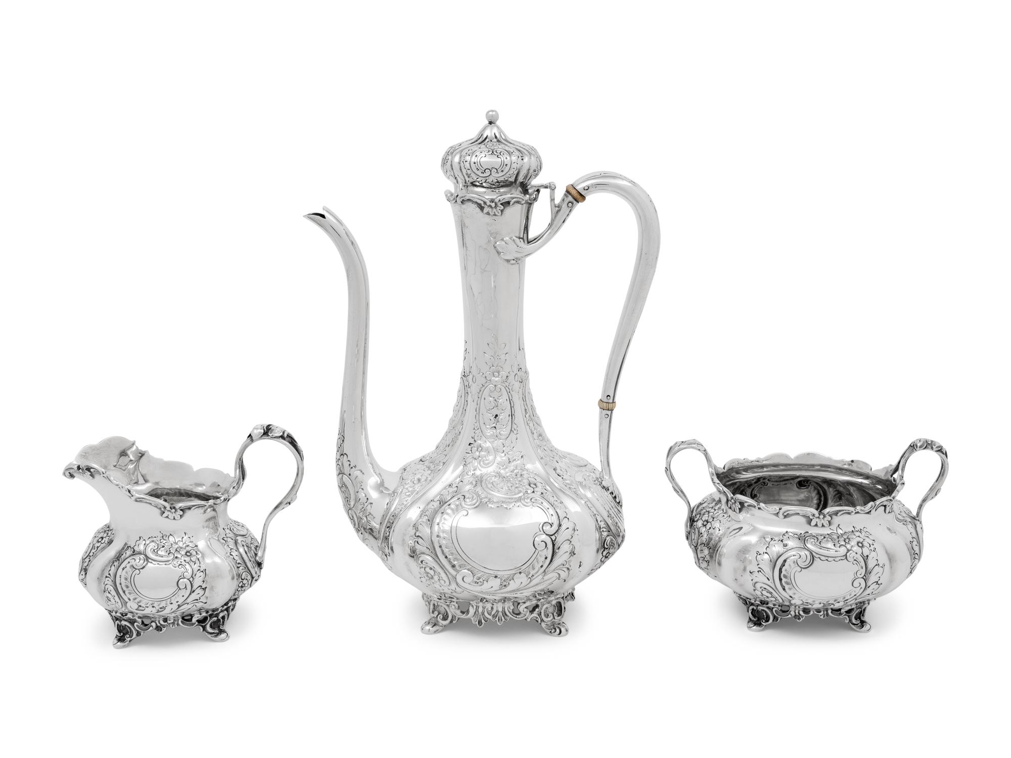 An American Silver Three-Piece Coffee Service