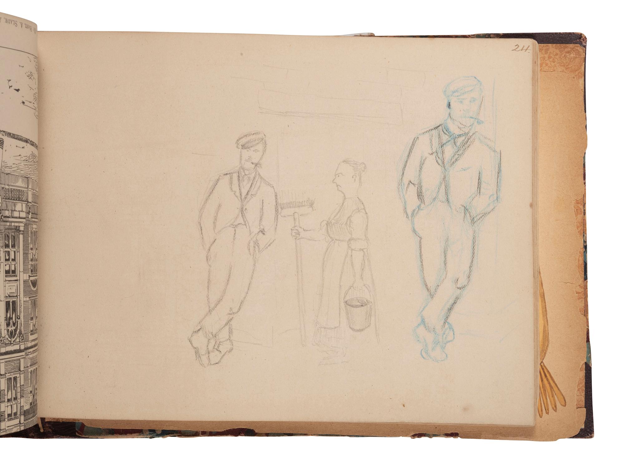 [NATIVE AMERICAN] -- [GOLD RUSH]. An album of watercolor drawings by prospector George V. Storkey (ca 1867-1942) depicting British Columbian Indigenous objects, likely related to the Nlaka’pamux, ca late 1890s-early 1900s.