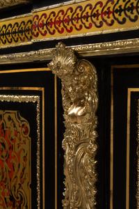 A Napoleon III Style Simulated Tortoiseshell and Brass Inlaid Marble-Top Sideboard