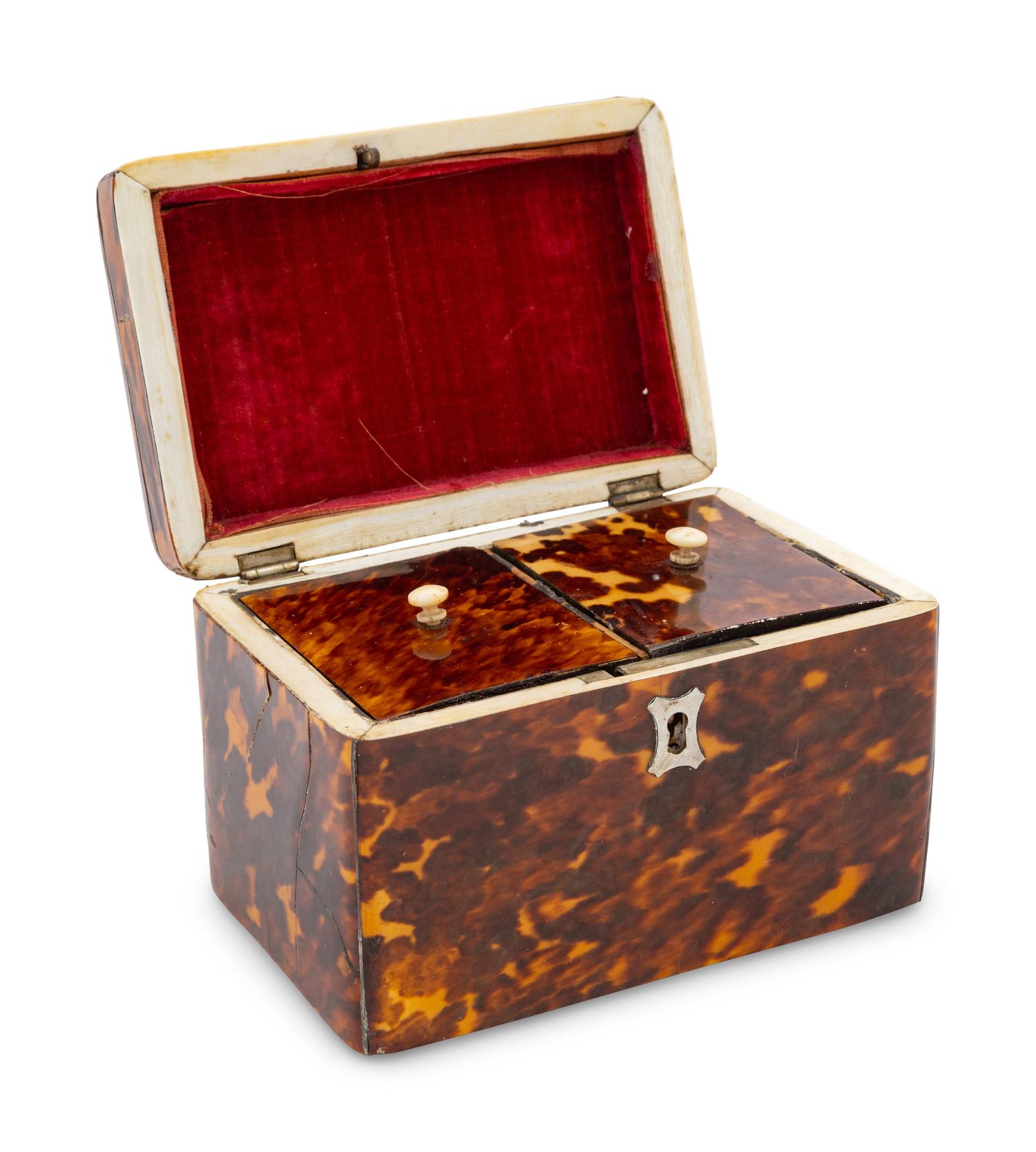 A Regency Tortoiseshell Tea Caddy