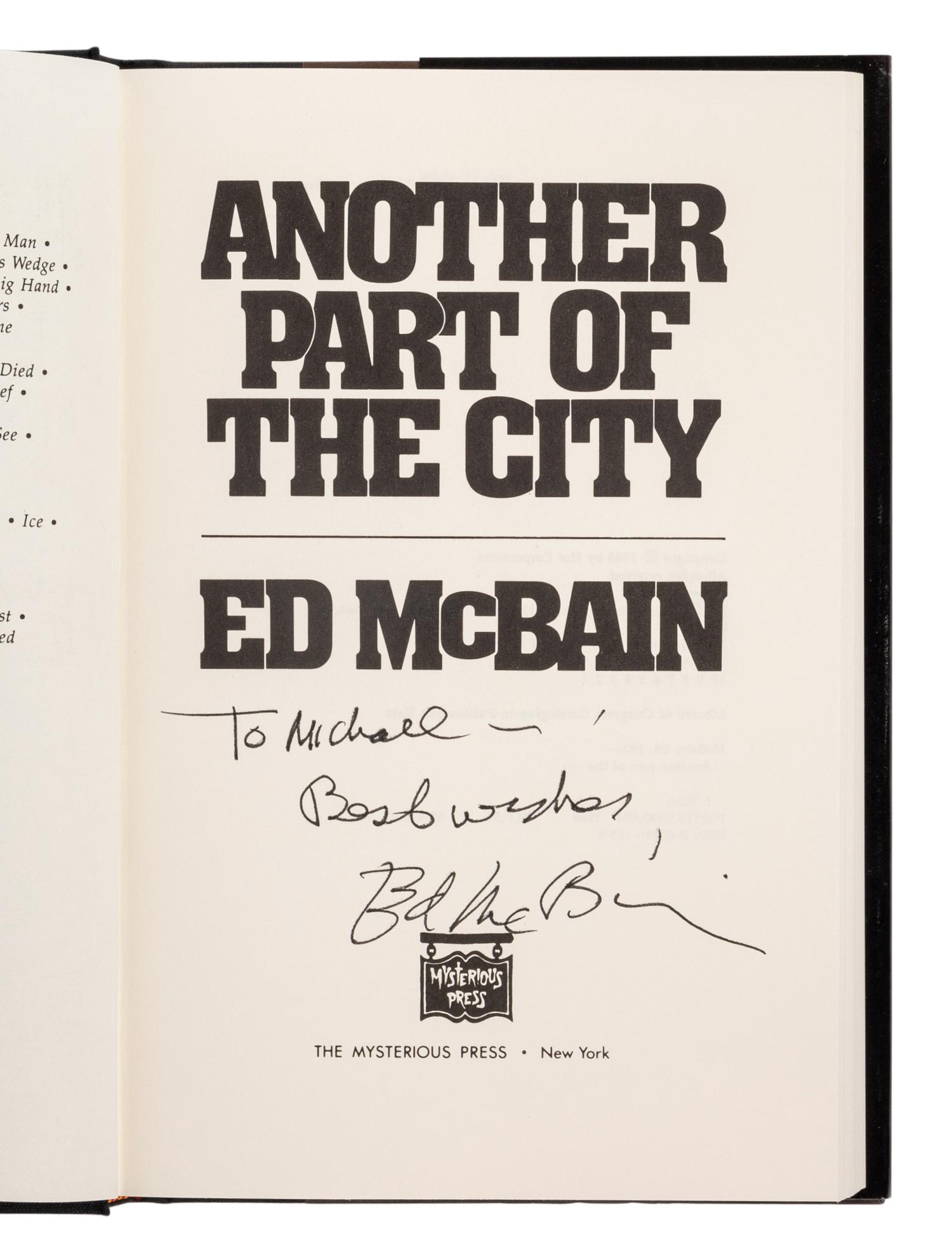 HUNTER, Evan (“Ed McBain”) (1926-2005). A group of 16 works by Hunter, MOST FIRST EDITIONS, MANY SIGNED OR INSCRIBED, comprising: