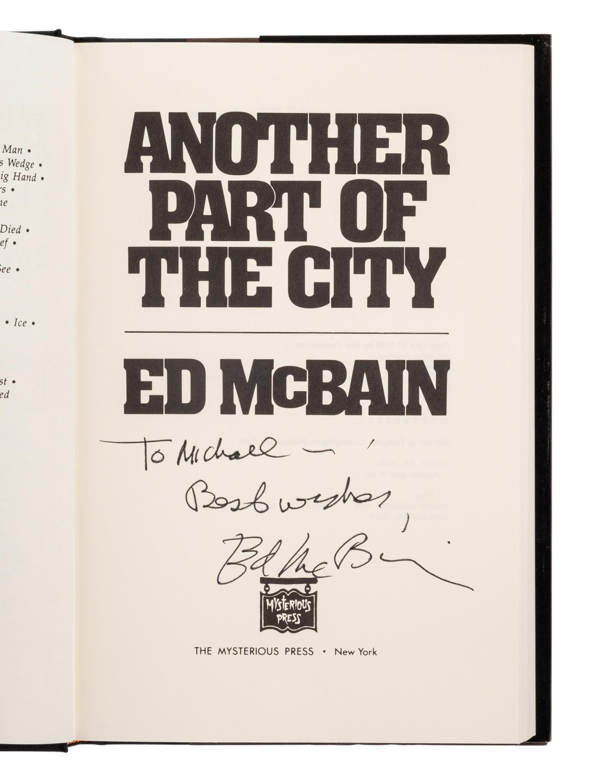 HUNTER, Evan (“Ed McBain”) (1926-2005). A group of 16 works by Hunter, MOST FIRST EDITIONS, MANY SIGNED OR INSCRIBED, comprising: