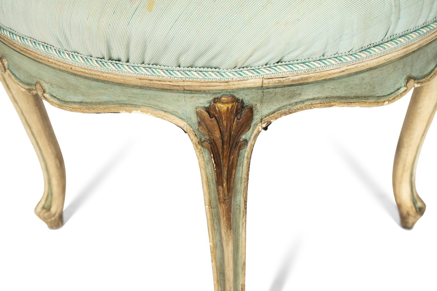 A Louis XV Style Cream Painted and Parcel Gilt Tabouret