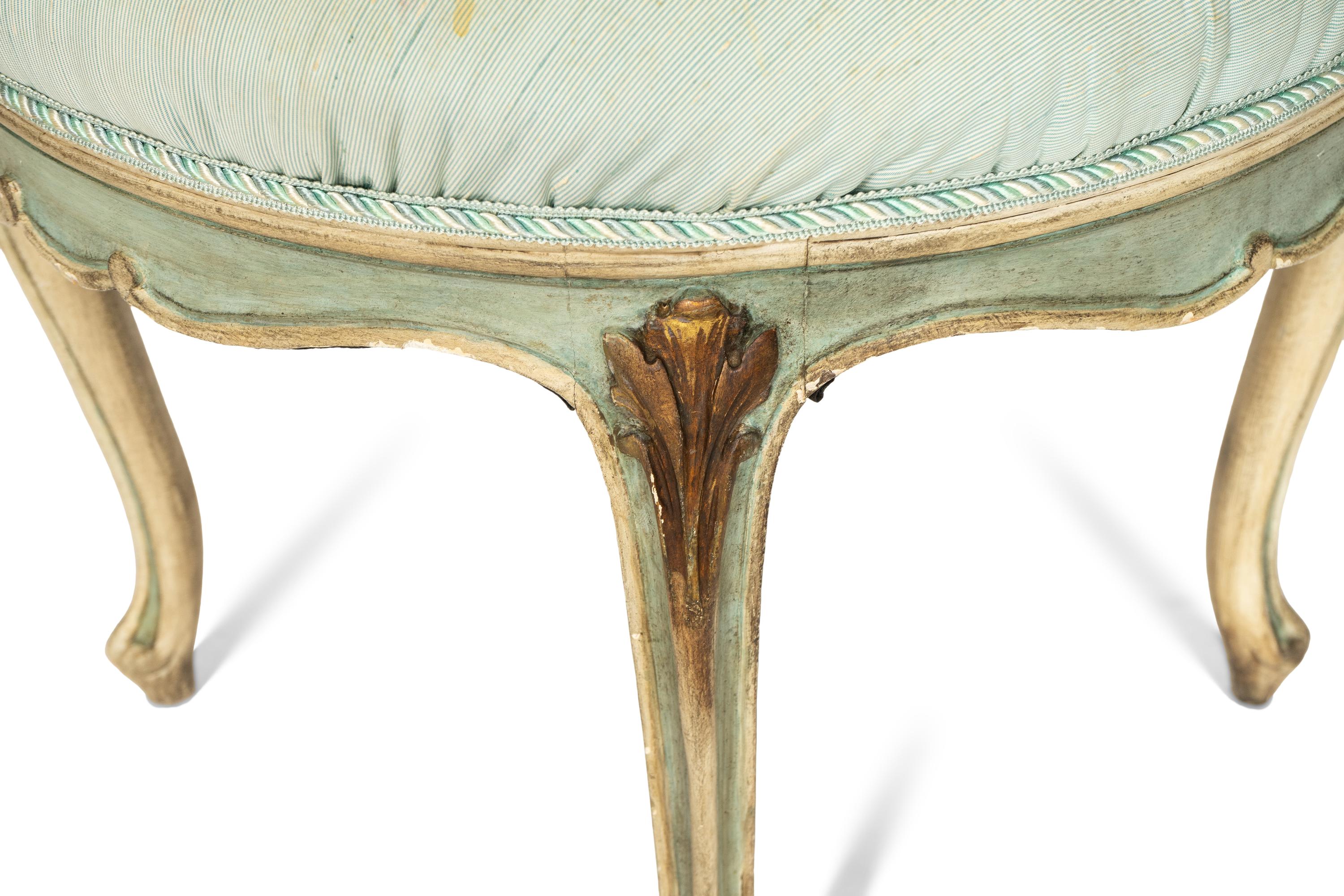 A Louis XV Style Cream Painted and Parcel Gilt Tabouret