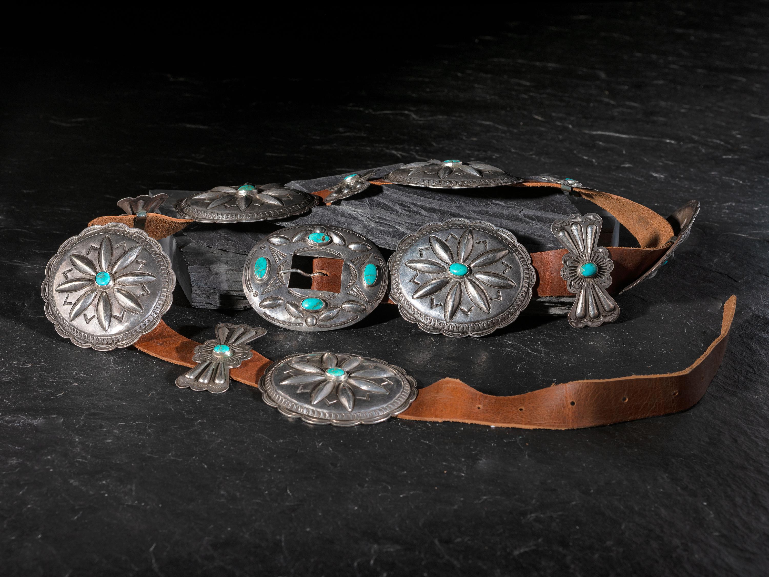 Navajo Silver and Turquoise Third Phase Concha Belt