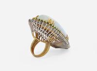 A Yellow Gold, Opal, and Gemstone Ring