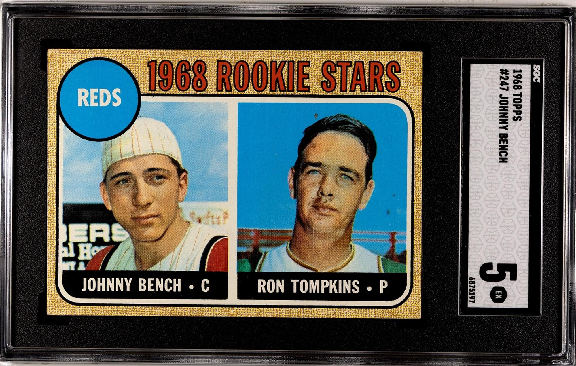 A 1968 Topps Johnny Bench Rookie Baseball Card No. 247 (SGC 5 EX)