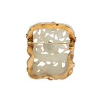 GUMP'S, JADE AND YELLOW GOLD BROOCH