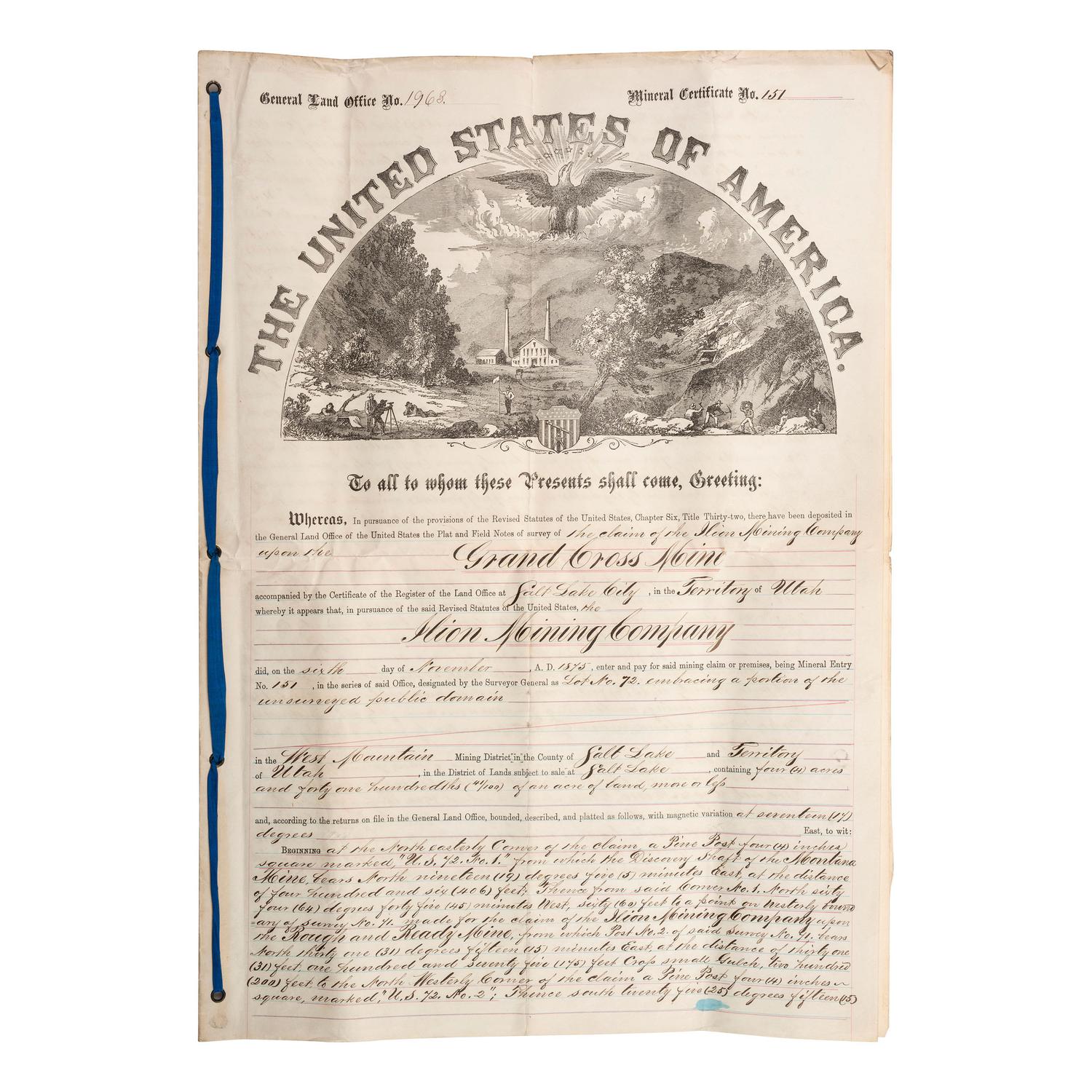 [MINING - UTAH]. A group of manuscripts and documents related to Utah mines, comprising: