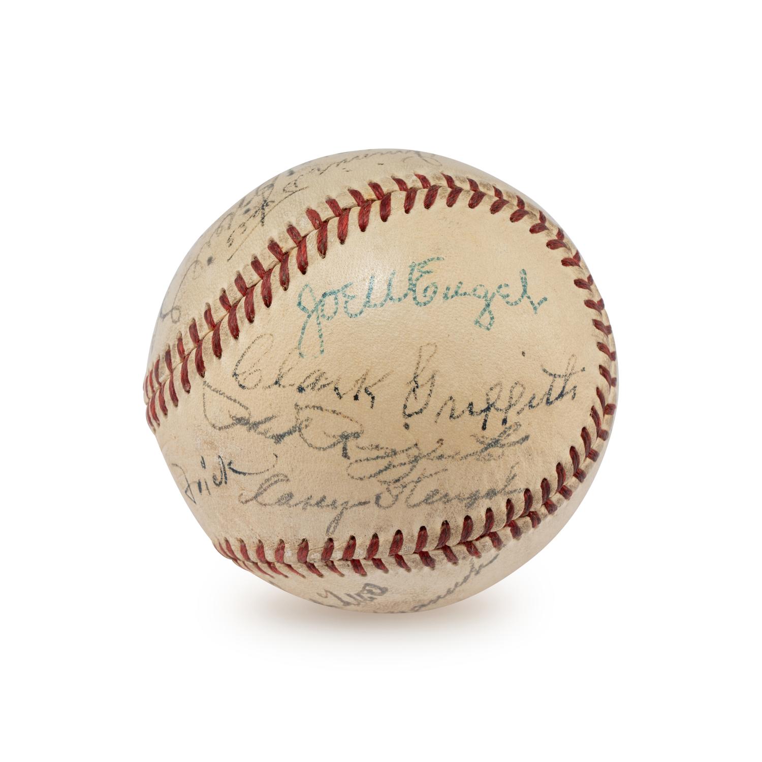 A Hall of Fame Multi Signed Autograph Baseball Including Ted Williams and Connie Mack