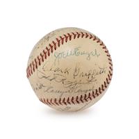 A Hall of Fame Multi Signed Autograph Baseball Including Ted Williams and Connie Mack