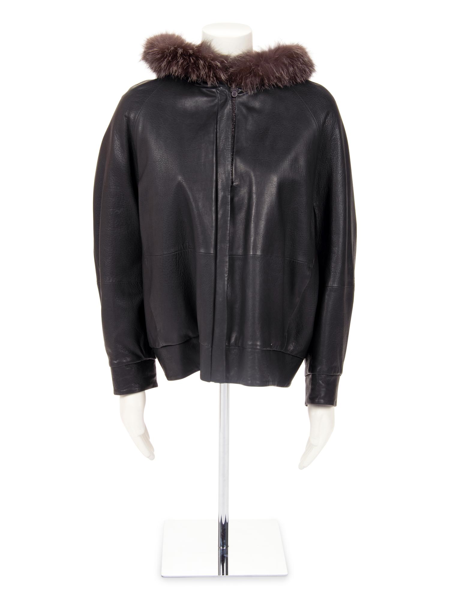 Brunello Cucinelli Fur Trimmed Leather Jacket