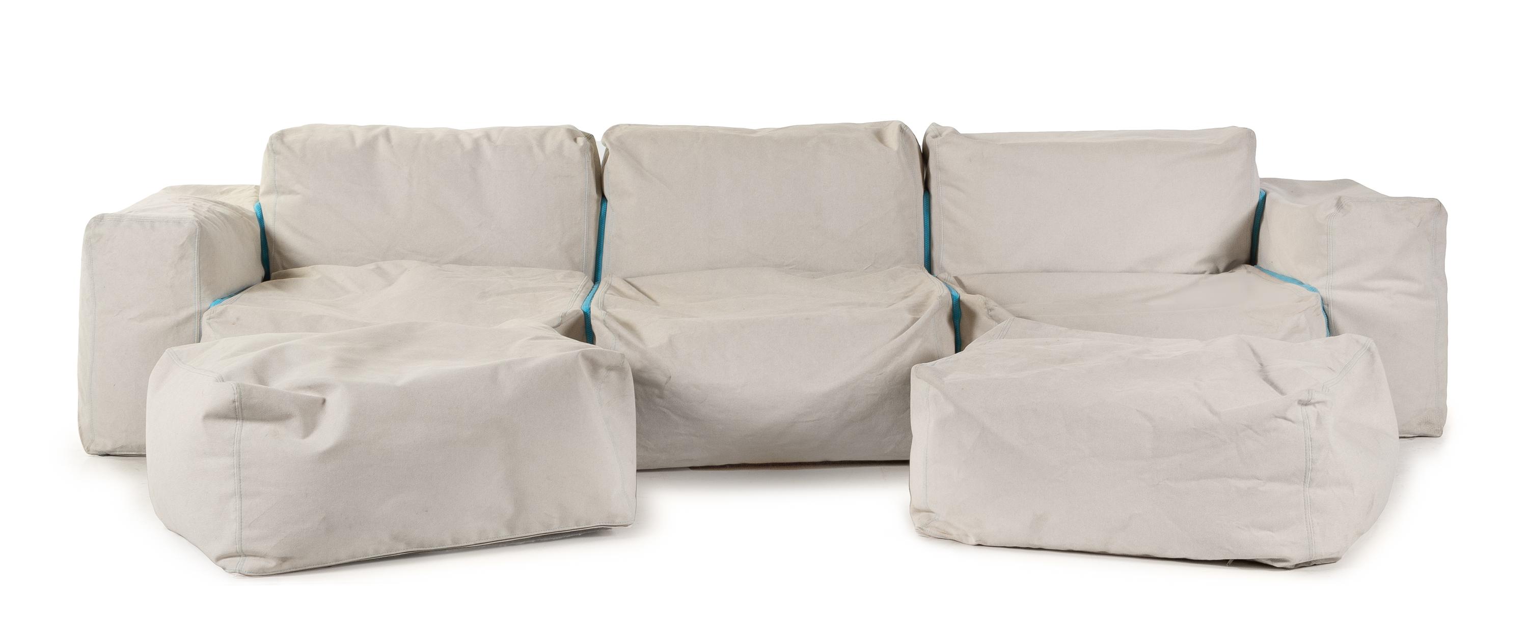 Superoblong Sofa with Two Ottomans Cappellini, Italy