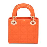 Christian Dior, Mini Lady Dior in Orange Patent Leather & Matching Card Holder