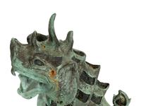 A Pair of Large Patinated Bronze Temple Lions