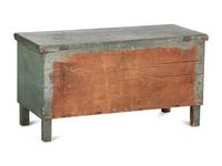 A Federal Blue Painted Poplar DAR 1836 Inscribed Blanket Chest