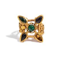 A Byzantine Gold, Garnet, and Plasma Finger Ring
