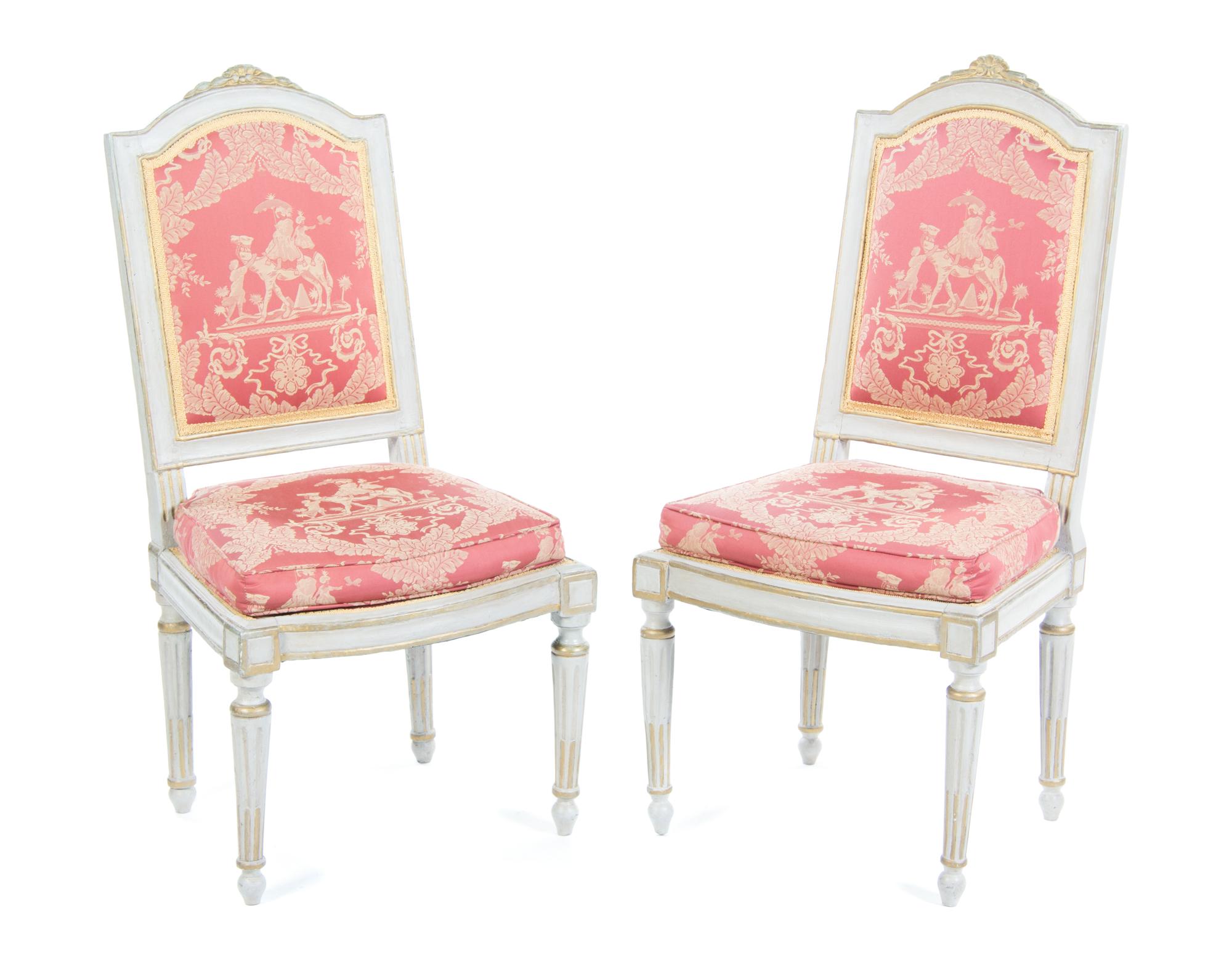 A Pair of Louis XVI Painted Side Chairs Height 39 inches. — 18TH CENTURY
