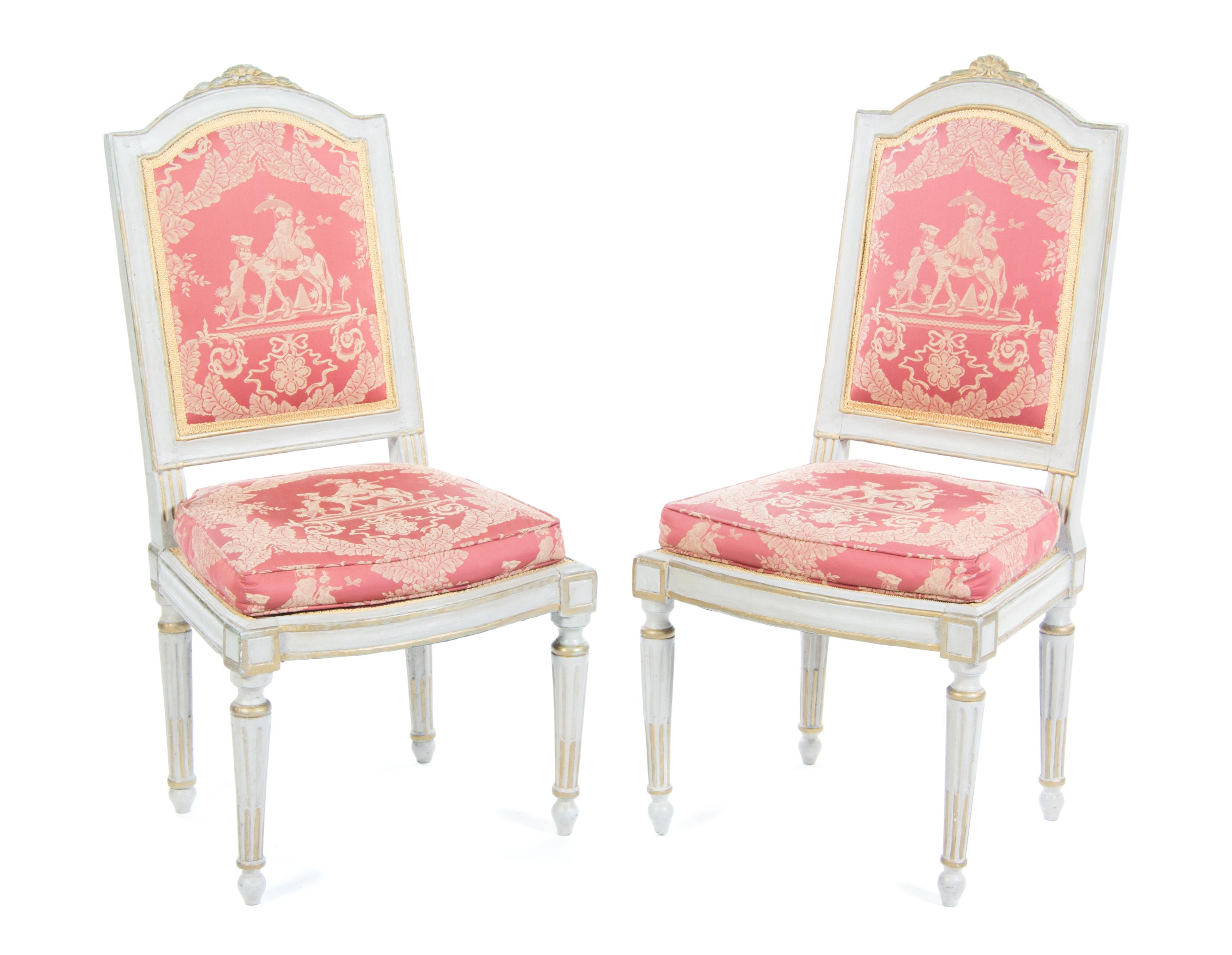 A Pair of Louis XVI Painted Side Chairs Height 39 inches. — 18TH CENTURY