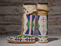 Sioux Beaded Hide Moccasins, with Matching Leggings