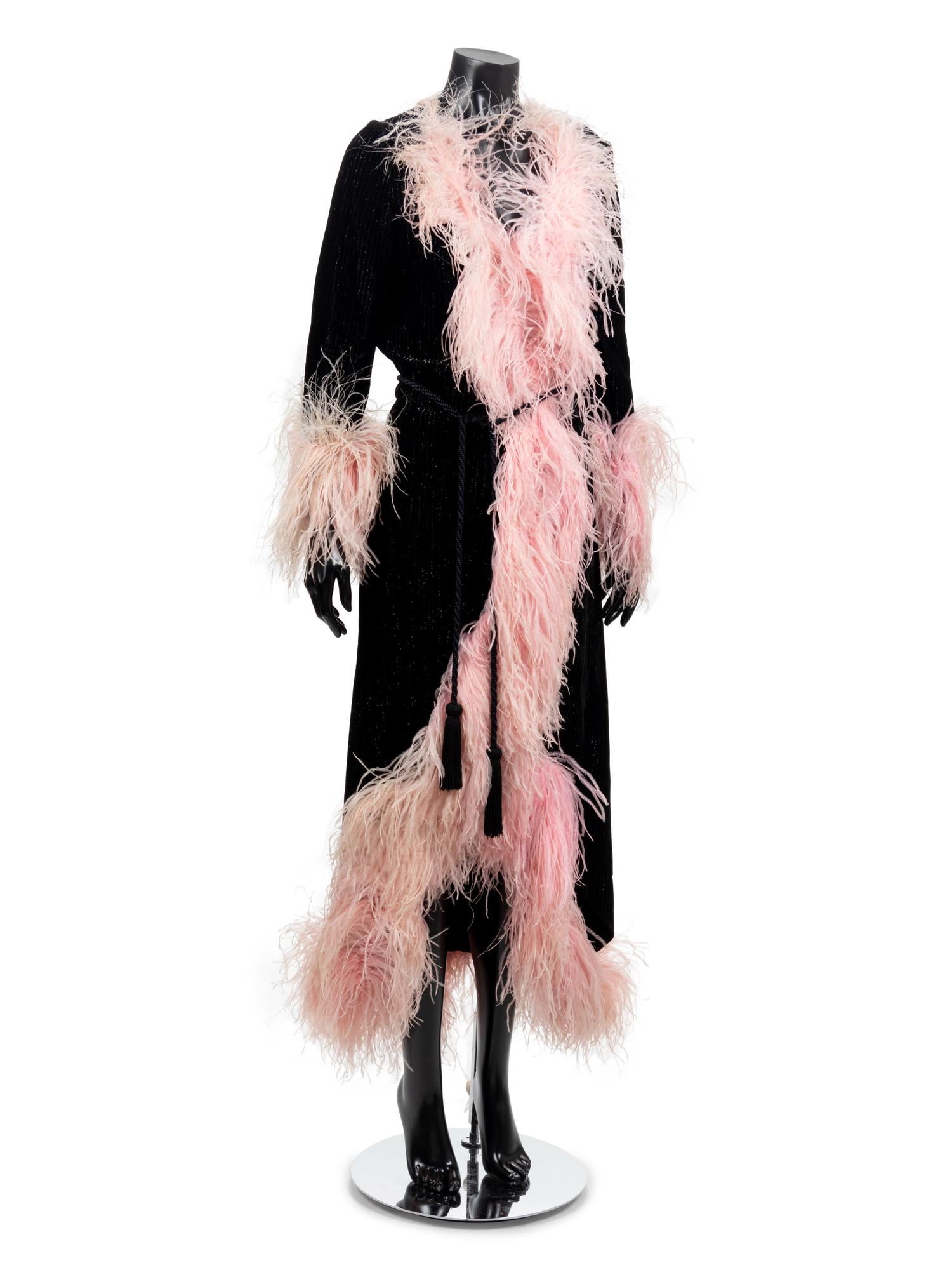 Nina Ricci Velvet Jacket Trimmed with Pink Feathers, 1969