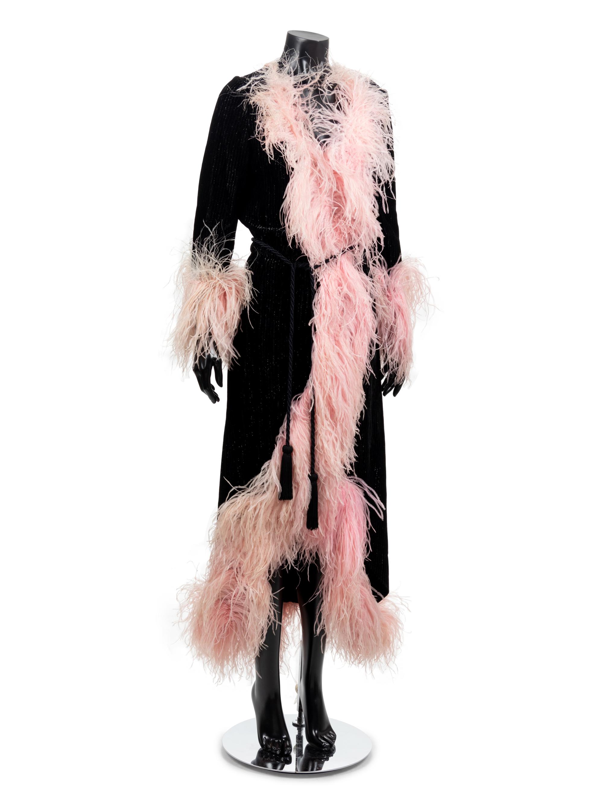 Nina Ricci Velvet Jacket Trimmed with Pink Feathers, 1969