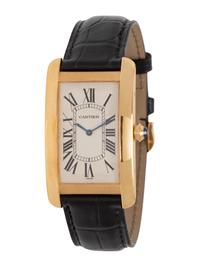 CARTIER, REF. 1735/1 18K YELLOW GOLD 'TANK AMERICAINE' WATCH