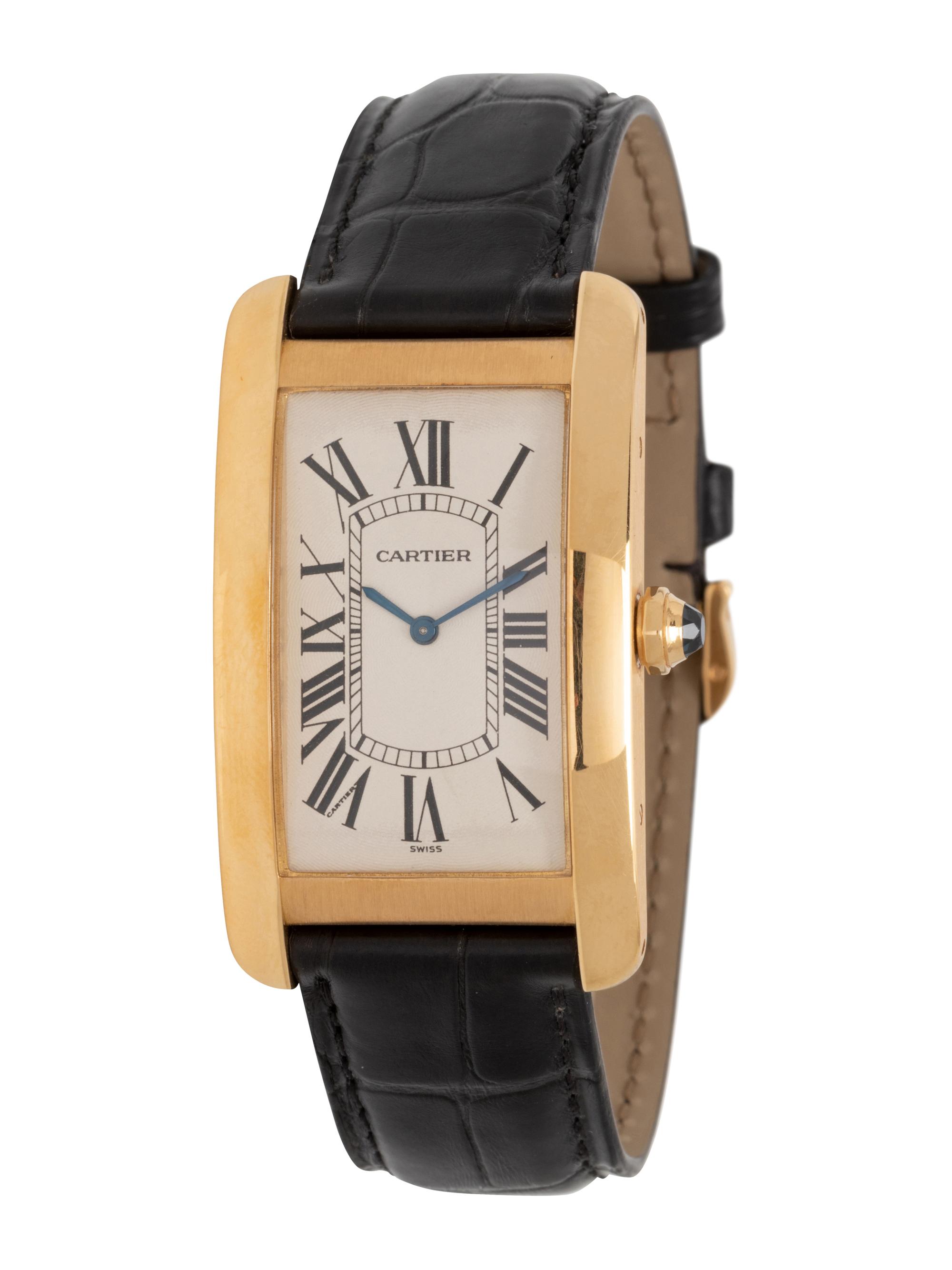 CARTIER, REF. 1735/1 18K YELLOW GOLD 'TANK AMERICAINE' WATCH