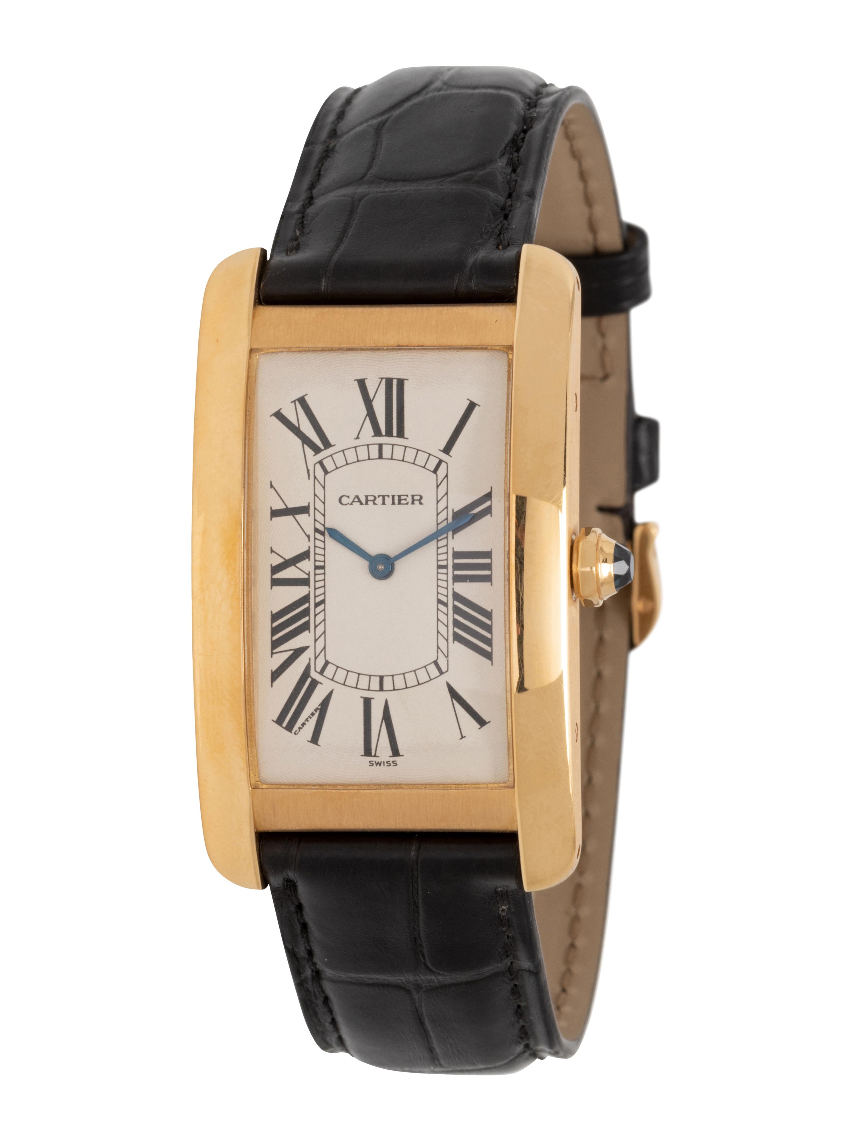 CARTIER, REF. 1735/1 18K YELLOW GOLD 'TANK AMERICAINE' WATCH