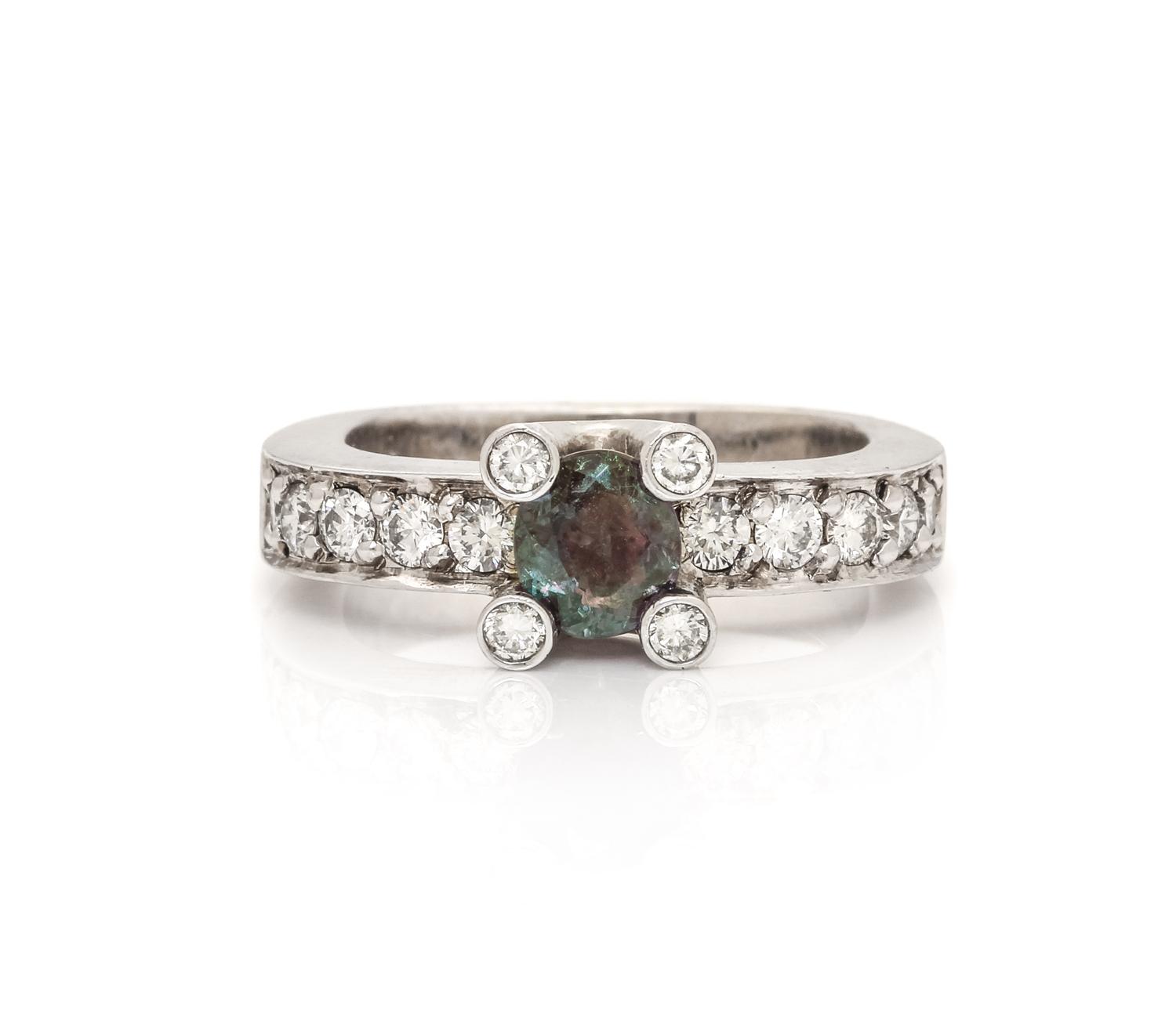 ALEXANDRITE AND DIAMOND RING
