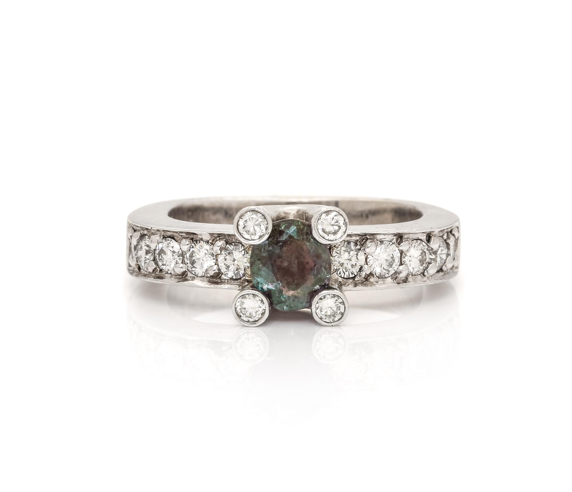 ALEXANDRITE AND DIAMOND RING
