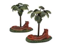 A Pair of Cold Painted Bronze Lion Candlesticks