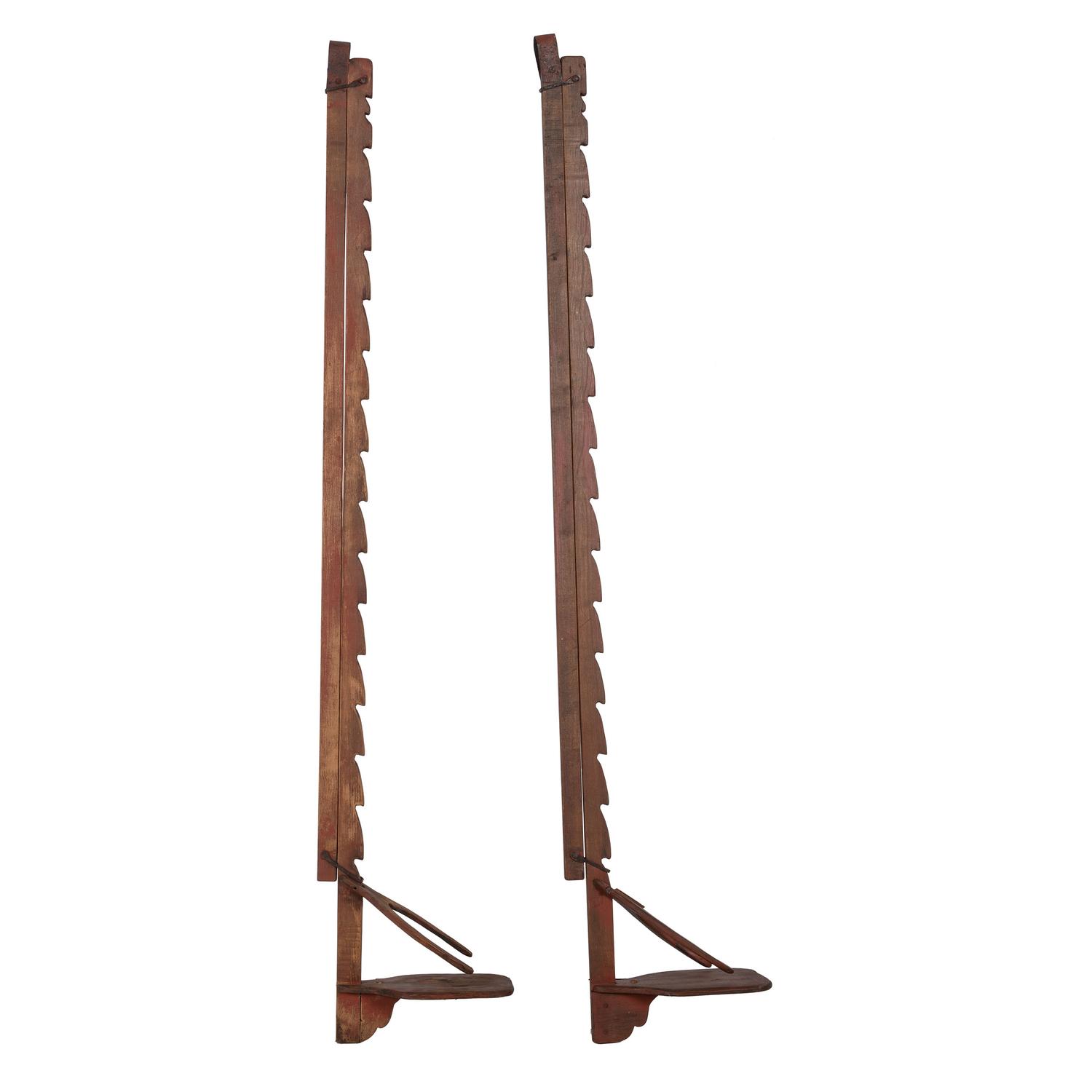 A Pair of Red Stained Pine Candle Risers