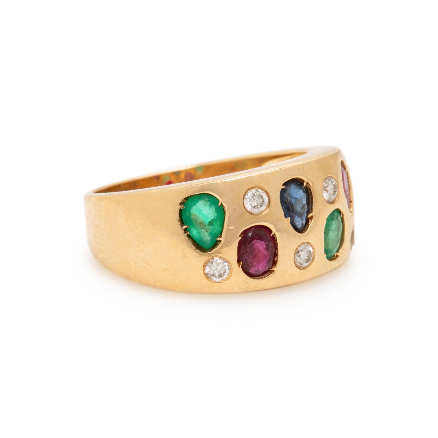 Yellow Gold and Multigem Ring and Pendant