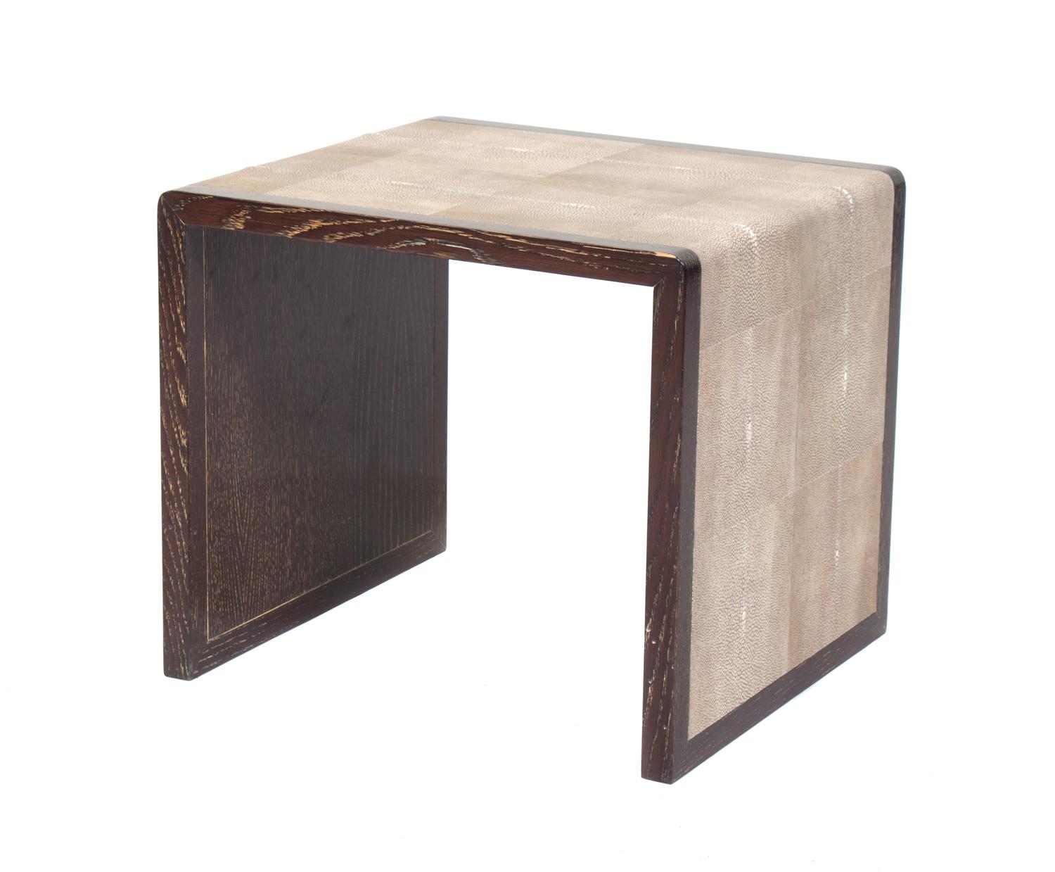 A Shagreen and Wood Occasional Table Height 15 1/2 x width 17 3/4 x depth 15 3/4 inches. — 20TH CENTURY
