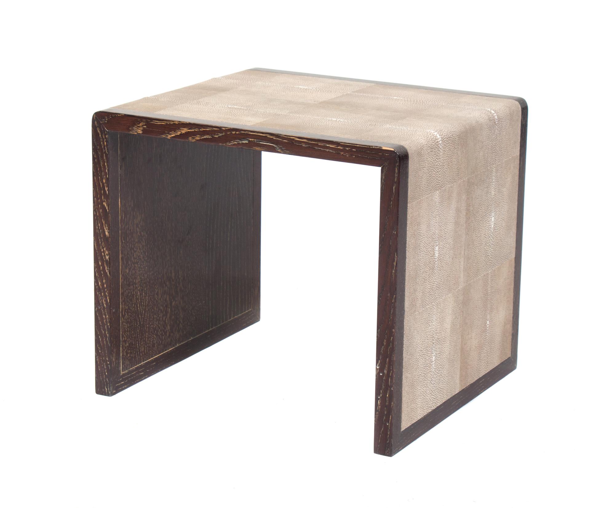 A Shagreen and Wood Occasional Table Height 15 1/2 x width 17 3/4 x depth 15 3/4 inches. — 20TH CENTURY