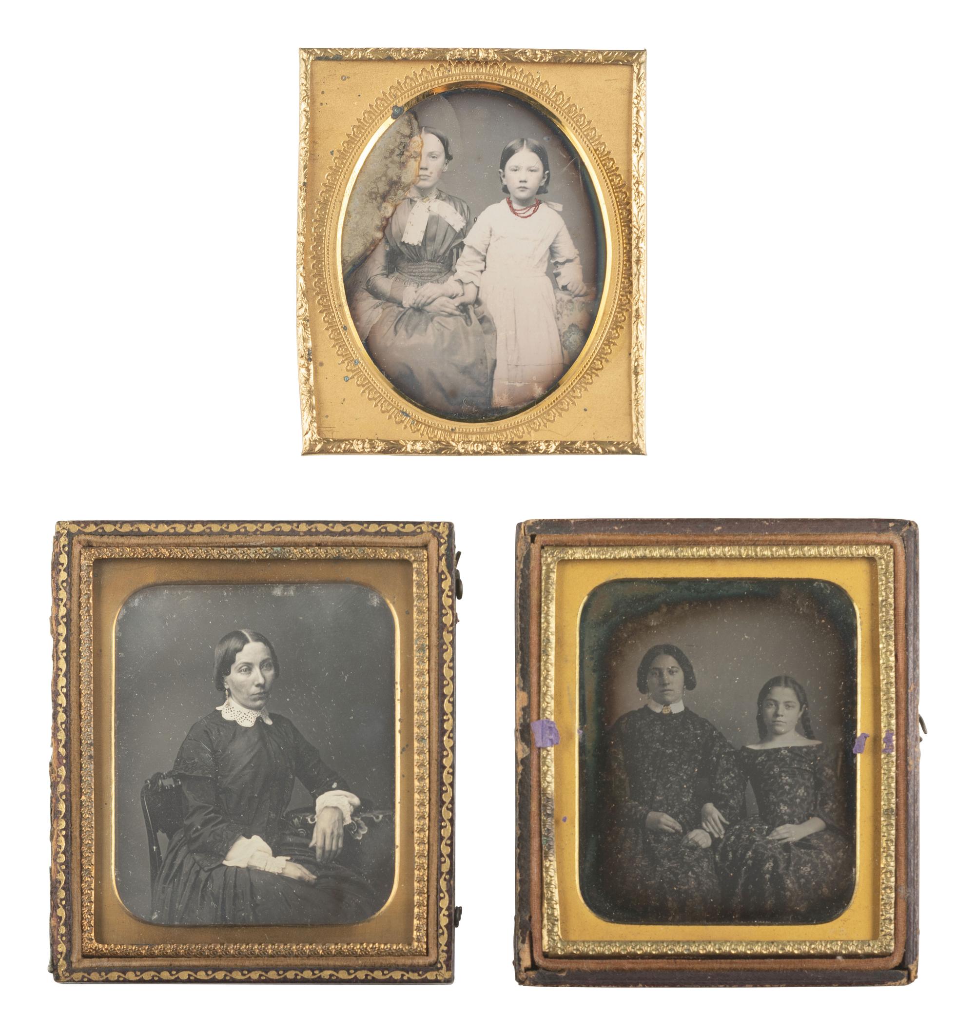 [EARLY PHOTOGRAPHY]. 16 sixth plate daguerreotype family portraits incl. parents with children.