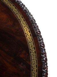 A George IV Brass Inlaid Rosewood and Walnut Flip-Top Dining Table