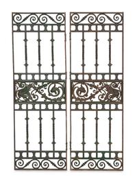 A Pair of French Green-Painted Wrought Iron Gates