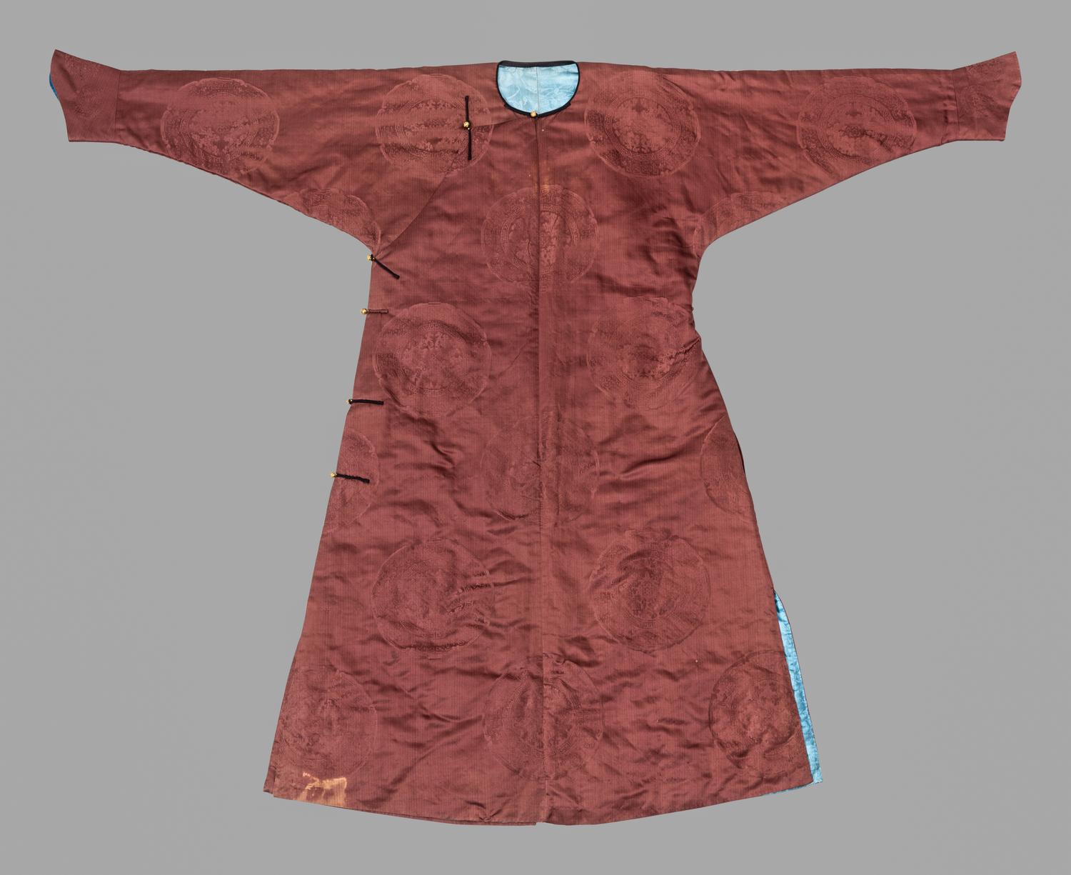 A Brown Ground Woven Silk Informal Robe